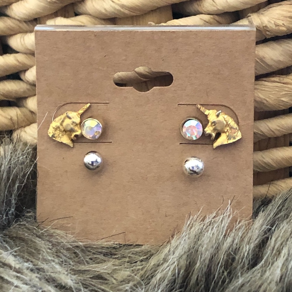 Vintage lot of three pairs stud post earrings